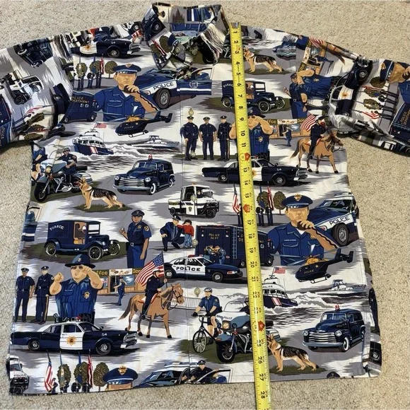 Reyn Spooner Mens Police Law AllOver Print Button Shirt M -Hawaiian Traditionals - Picture 8 of 9